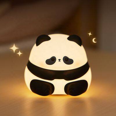 Hot sale animal silicone night light Cute Panda lamp rechargeable touch light sleep Silicone Night Light for Kids Room