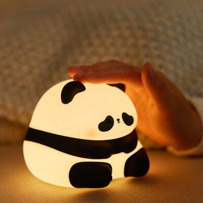 Hot Sale Bedroom Soft Light Sleeping Bedside Lamp Silicone Pat Pat Lamp Mobile Phone Holder Children Panda Night Light photo-3