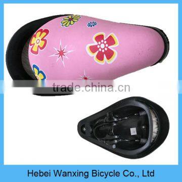 Pink color flower kids bicycle saddle for sale, cool bicycle saddle cover pink