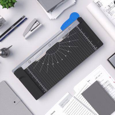 Slim Desktop Paper Guillotine Cutter GL408 A4 12-Inch with Self-Sharpening Blade & Safety Features