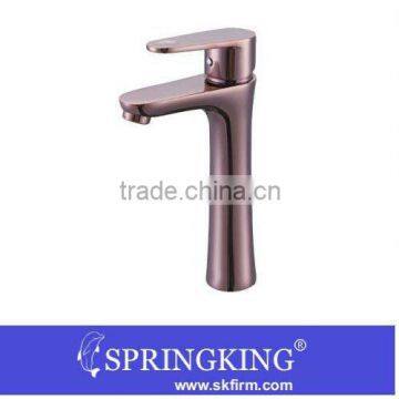 single-handel contemporary Rose gold plated Chrome Bathroom Faucet Vanity Vessel Sink Basin