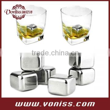 Stainless Steel Reusable Ice Cubes, single packing, set gift box packing,Great for whiskey, red wine and white wine