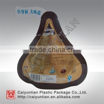 Food packaging aluminum plastic bags, food grade Special shape m chocolate bag, chocolate bar packaigng bag