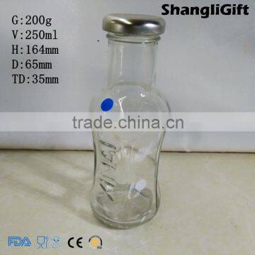 250ml Juicer Bottle Custom Logo Wholesale Glass Bottles With Tin Lids