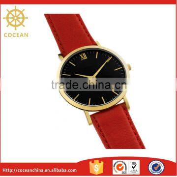 Mens Watch Imported Gold Case With Red Leather Strap Watches