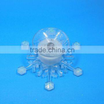 LED Light Color Changeable Glittering Plastic Snowflake Light Lamp W/Sucker for Christmas