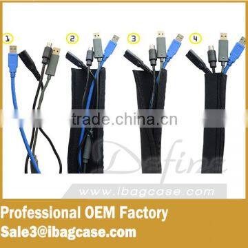 Cable Managemen Durable Neoprene Zip up Cable Cord Sleeve Organizer