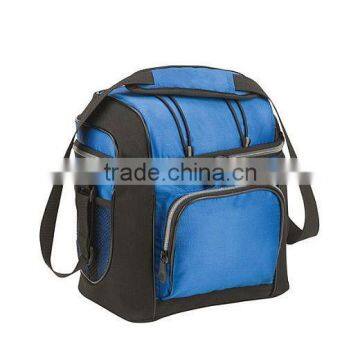 blue heavy duty 9-can pack cooler bag with padded shoulder strap