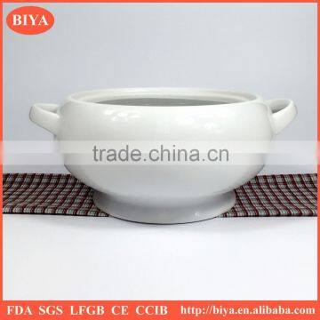 soup pot porcelain custom Lion head shape soup with handle pot ,ceramic soup big bowl with cover for hotel restaurant tableware