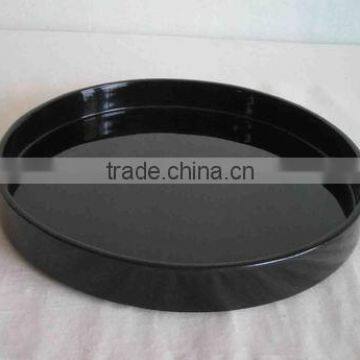 Black and white deep round lacquered tray TK Vietnam