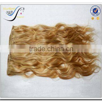 Wholesale Brazilian Virgin Human Hair Natural Wave Curly Blonde Clip in Hair Exxtensions photo-4