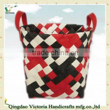 Paper rope woven basket in three colors