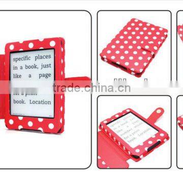 For Amazon kindle paperwhite cover,High-grade Red/White Folio Polka Dots leather case for kindle paperwhite cover