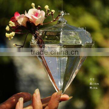 Hanging Water Drop Shaped Glass Vase, Air Plant Terrarium, Flat Bottom,