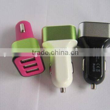 3 port usb car charger aluminum alloy 5V 3A car charger