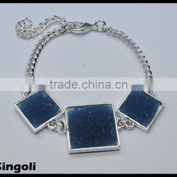 Blue IBIZA Rock Volcanic rock silver chain Lobster clasp 2014 wholesale alili express fashion bracelet jewelry