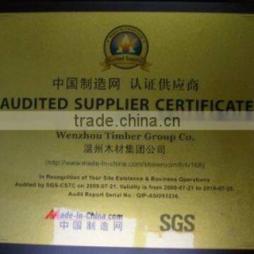 AUDITED SUPPLIER CERTIFICATE