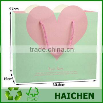 Heart shape Wholesale reusable paper shopping bags
