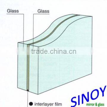 Top Quality Float Glass Laminated Glass from 6.38mm to 16.76mm in clear or colored glass