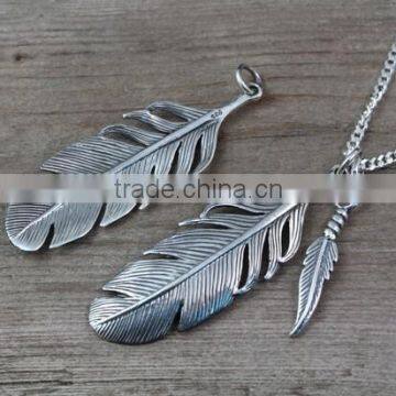 Silver Feather Necklace, Long Tribal Necklace, Minimalist Boho Necklace, Long Feather Necklace, Eagle Feather Necklace