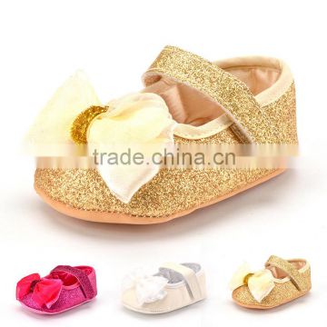 2016 A-bomb Hot Summer Popular Bling Bling Soft Sole Bowknot Shoes Baby Girl Shoes/crochet baby shoes