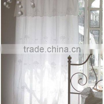 Hand embroidered white cotton door curtain-design 7