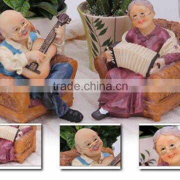 Unique old couple figurine for home decor