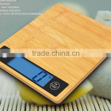 bamboo platform & blue backlight kitchen scale With Bluetootth function