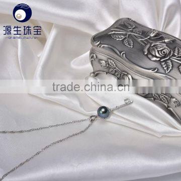 S925 Silver Necklace 8--9mm Tahitian Black Pearl Jewellery Pendant