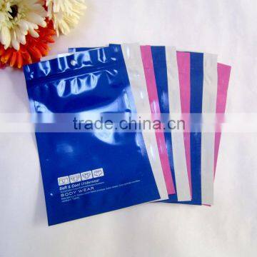 underwear clothing packaging zip lock mini/cute garment 2.5mil thickness plastic zipper bag with logo and hanger hole
