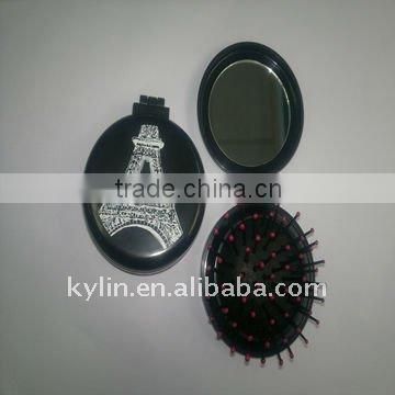 plastic pocket mirror with hair brush