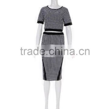 New Collection 2015 Spring Fashion Ladies Swallow Top and Skirt Suit