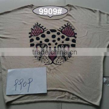 Printing and hot drilling technology of girls overpull sweater 9909#