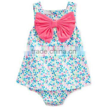 Online Shopping Baby Girls Flowers Print Sleeveless Big Bow Dress Romper                        
                                                Quality Choice