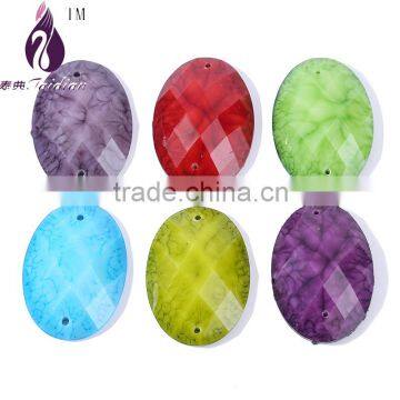 17*24MM Witn 2holes Sew on Resin Rhinestone , Resin Cabochon Oval Shape Mix Color Factback Resin Beads photo-2