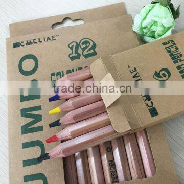 7" jumbo size hexagonal shape high quality 5.0mm cedar wood colored pencil with seal end