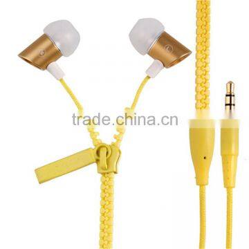 Fashion design hip-hop style stereo metal zipper earphone for Samsung MP3