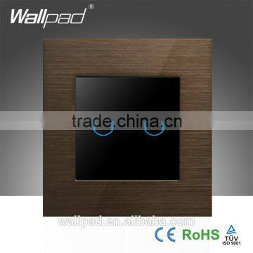 Brown Metal Frame Wallpad LED Waterproof 2 Gang Capacitive Touch Wall Switch                        
                                                Quality Choice