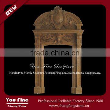 Antique Carved Stone Column Marble Door Surround For Sale