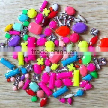 rainbow color neckcandy jewelry making craft fitting diy summer ss15 metal claw base