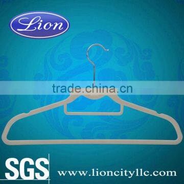 LEC-F5032 grey velvet covered plastic hanger flocked hanger