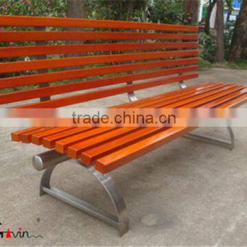 Camphor solid wood and stainless steel bench seat urban furniture China