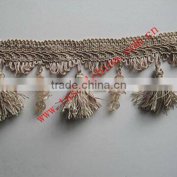 Wholesale Braid Beaded With Fringe For Curtain, Fabric Fringe