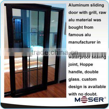 Aluminum sliding door with alu grill design