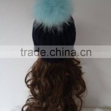 Winter Fur Hats Knitting Wool Hat Female High Quality Knitted Hat With Fur Ball Top