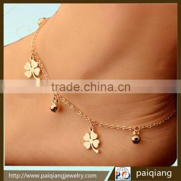 2015 delicate lucky four leaf clover pendant anklets