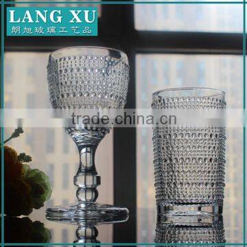 Factory direct hand press clear goblet wine glass