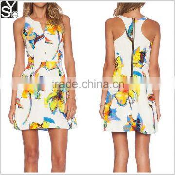 Dongguan woman sleeveless racer back summer short dresses for outings mini dresses