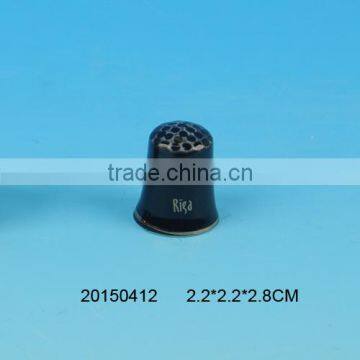 Handmade black ceramic sewing thimble for souvenirs