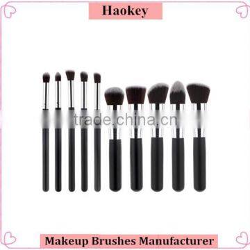 10pcs Black Silver Synthetic Kabuki Makeup Brush Set